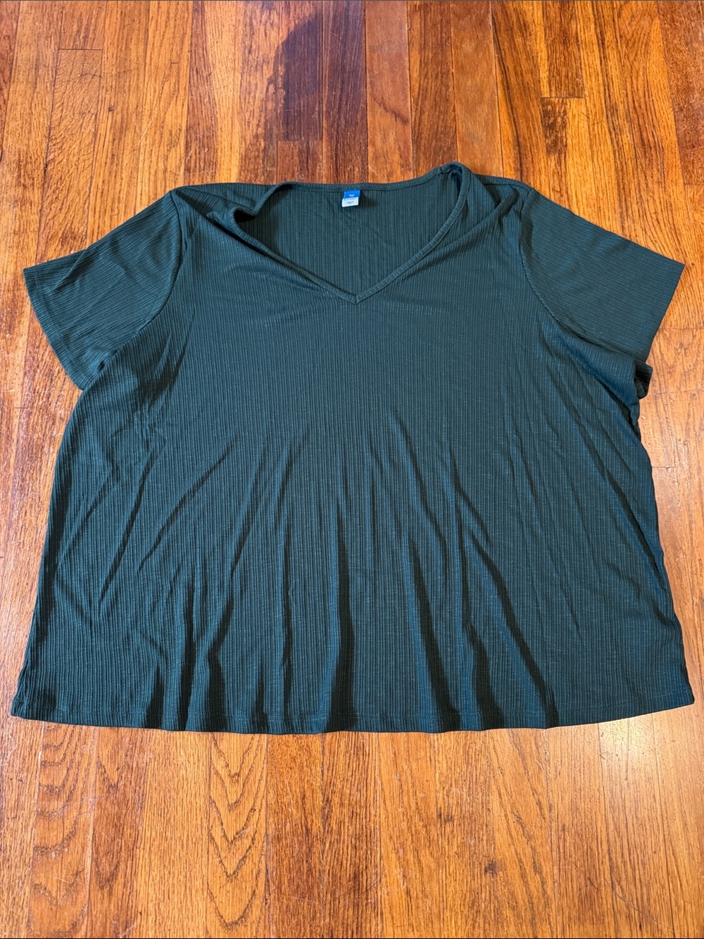 Old Navy Women's Ribbed V-Neck Short Sleeve Top - Dark Green